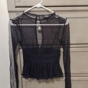 Elegant Black Sheer Women's Top